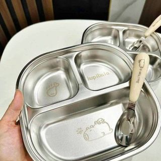 KHAY CƠM INOX 3 NGĂN KÈM THÌA (T200)