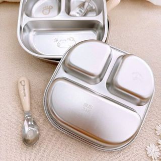 KHAY CƠM INOX 3 NGĂN KÈM THÌA (T200)