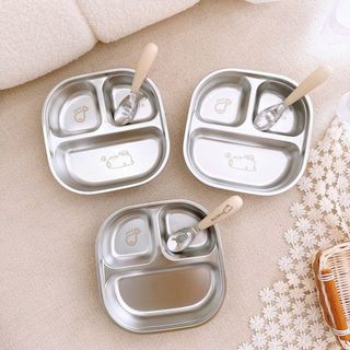 KHAY CƠM INOX 3 NGĂN KÈM THÌA (T200)