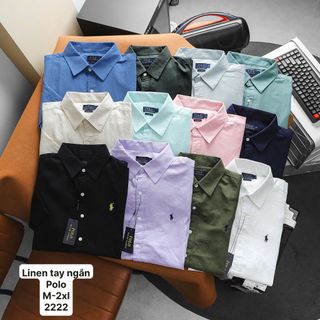 Sơ mi LINEN POLO nam. Chất cải linen mềm - tưng - ko pha- mịn.