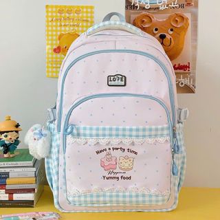 🎒 BALO LOVE CHẤM BI CARO PHỐI REN A1742 – NGỌT NGÀO, SIÊU XINH