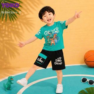 [Sỉ ri] - Bộ đồ Group Dino Cotton 100% Tay ngắn, quần short size Nhí dành cho bé trai Yoko- Y6044