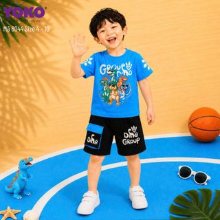[Sỉ ri] - Bộ đồ Group Dino Cotton 100% Tay ngắn, quần short size Nhí dành cho bé trai Yoko- Y6044