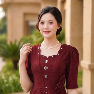 Đầm maxi dự tiệc sang trọng vải thun nhũ mịn, dáng chữ A che khuyết điểm bigsize M386