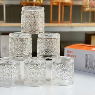 BỘ 6 LY THỦY TINH HOA VĂN CỔ ĐIỂN DELI (T8)