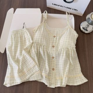 🌸 BỘ ĐỒ MẶC NHÀ HAI DÂY HOẠ TIẾT NƠ XINH XẮN 🌸
