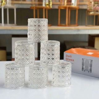 BỘ 6 LY THỦY TINH HOA VĂN KIM CƯƠNG DELI (T8)