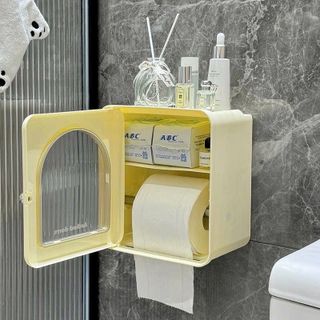 Hộp Đựng Giấy Vệ Sinh Dán Tường Có Khe Rút Giấy, Tủ Để Đồ Nhà Tắm Treo Tường Chống Thấm Nước siêu tiện lợi