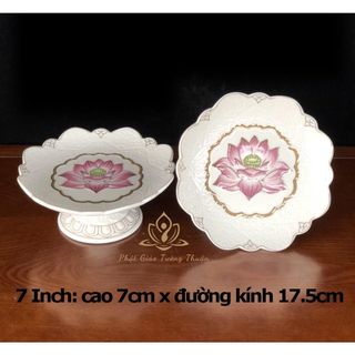 Bộ Thờ Cúng Dĩa 1618 Họa Tiết Hoa Sen Tím Bằng Sứ Cao Cấp - Phật Giáo Tường Thuận