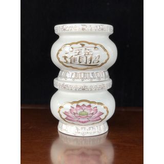 Bộ Thờ Cúng Lư 1618 Họa Tiết Hoa Sen Tím bằng Chữ Bằng Sứ Cao Cấp - Phật Giáo Tường Thuận