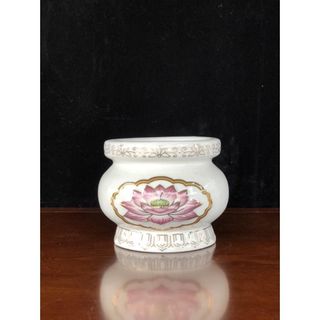 Bộ Thờ Cúng Lư 1618 Họa Tiết Hoa Sen Tím bằng Chữ Bằng Sứ Cao Cấp - Phật Giáo Tường Thuận