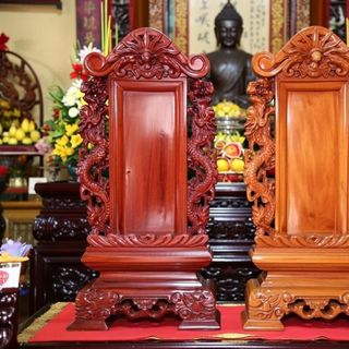 Bài Vị Gỗ Hương Ngàn Năm Uy Tín Chi Tiết Hoa Văn Rồng Phượng Kích Cỡ Nhỏ 22cm x 10cm & Lớn 32cm x 13cm Chất Liệu 100% Gỗ Hương Nguyên Tấm
