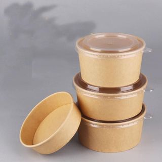 600 Tô giấy kraft dùng 1 lần đựng thức ăn 750ml và 1000ml thân thiện với môi trường