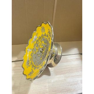 Đĩa sứ đựng trái cây thờ cúng vàng 3D đường kính 25 cm