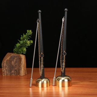 Khánh tụng âm vang trầm ấm Bộ khánh vàng đồng cao cấp chiều cao 26cm ban kính 6cm dùng trong cúng bái cầu an lễ hội tạo không khí thiêng liêng