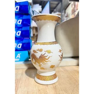Bình bông sứ trắng rồng cao cấp Cao 25cm