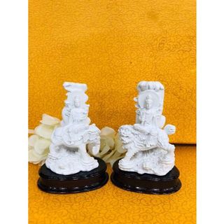 Bộ Tượng Bồ Tát Văn Thù-Phổ Hiền Đứng Cao 11cm Chất Liệu Bột Đá Nhựa Poly Cao Cấp Sơn Màu Tỉ Mỉ 6 Mẫu Màu Sắc Đa Dạng Kích Thước 10x6cm