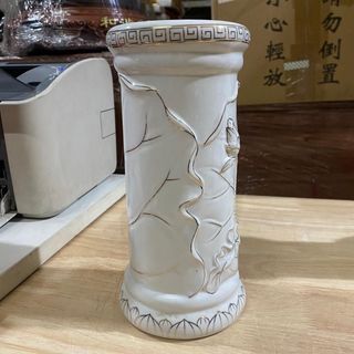 Ống đựng nhang sứ trắng Bạch Ngọc cao cấp hình hoa sen nổi 3 cỡ cao: 19cm, 22cm, 24cm