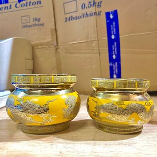 Bát nhang sứ 3D vàng cao cấp