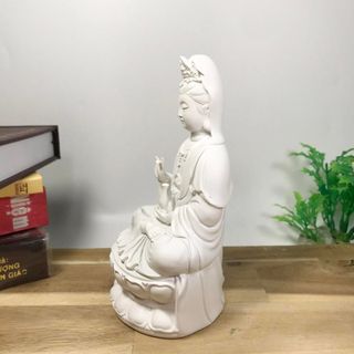 Tượng Ngài Quan Thế Âm Bồ Tát Cao 15cm Sơn Nhũ Vàng Chất Liệu Bột Đá Nhựa Poly Cao Cấp Màu Sắc Tỉ Mỉ Dễ Vệ Sinh Kích Thước 15cm x 8cm