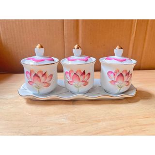 Chum nước thờ, áng nước sứ có nắp bạch ngọc tím loại 3 ly