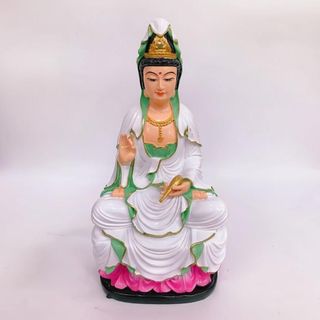 Quan âm ngồi tòa sen uy nghiêm thanh thoát 18cm