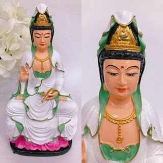 Thương Hiệu Tượng Ngài Quan Thế Âm Bồ Tát ngồi 18cm chất liệu bột đá nhựa poly cao cấp sơn màu tỉ mỉ bảo quản dễ dàng nhiều mẫu màu lựa chọn