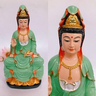 Quan âm ngồi tòa sen uy nghiêm thanh thoát 18cm