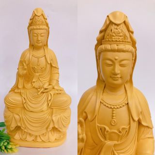 Thương Hiệu Tượng Ngài Quan Thế Âm Bồ Tát ngồi 18cm chất liệu bột đá nhựa poly cao cấp sơn màu tỉ mỉ bảo quản dễ dàng nhiều mẫu màu lựa chọn