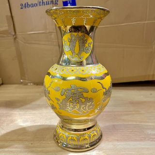 Bình bông sứ màu vàng 3D cao cấp 5 cỡ, bình cắm hoa