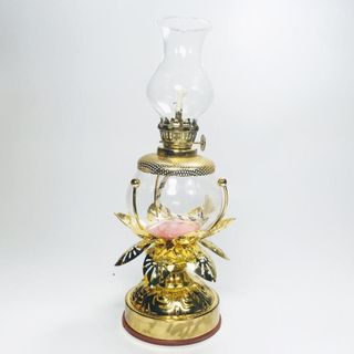 Đèn dầu cát tường hoa sen cánh vàng cao 27cm