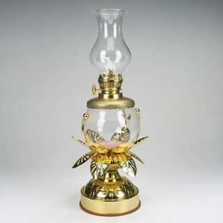 Đèn dầu cát tường hoa sen cánh vàng cao 27cm
