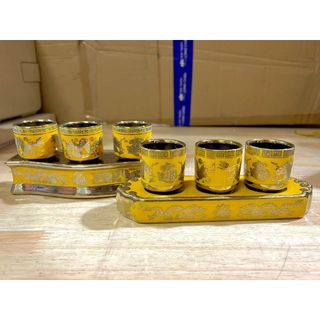 Chum nước thờ ,áng nước sứ 3D vàng bộ 3 ly
