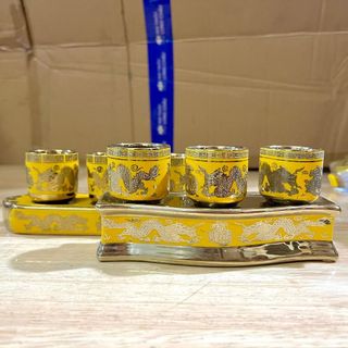 Chum nước thờ ,áng nước sứ 3D vàng bộ 3 ly