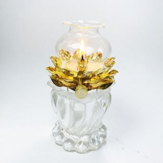 Đèn dầu chân thủy tinh trụ thờ cúng nghiêm trang cao 15cm