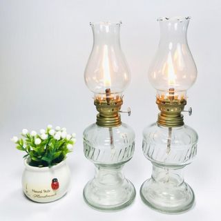 Đèn dầu chân thủy tinh trụ thờ cúng nghiêm trang cao 15cm dùng dầu cát tường lưu ly ánh sáng dịu nhẹ phù hợp trang trí thờ cúng chất liệu thủy tinh bền đẹp