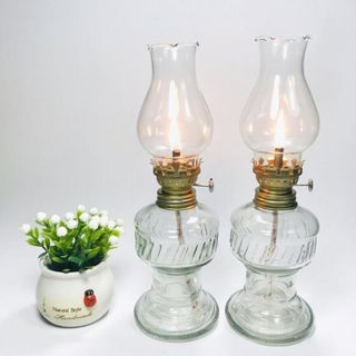 Đèn dầu chân thủy tinh trụ thờ cúng nghiêm trang cao 15cm dùng dầu cát tường lưu ly ánh sáng dịu nhẹ phù hợp trang trí thờ cúng chất liệu thủy tinh bền đẹp