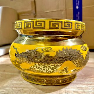 Bát nhang sứ 3D vàng cao cấp đường kính 8.5cm và 9.5cm