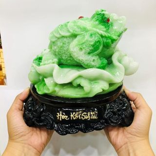 Thiềm Thừ Cóc Ba Chân Ngậm Tiền Xanh Cao 18cm Chất Liệu Đá Trọng Lượng 600g Linh Vật Chiêu Tài May Mắn Phú Quý Bình An Sản Phẩm Việt Nam