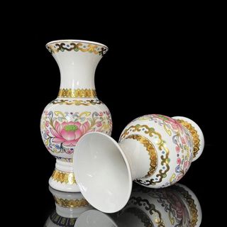 Bộ Thờ Cúng Bình Bông 2018 Hoạ Tiết Hoa Văn Sen Hồng Bằng Sứ Cao Cấp -