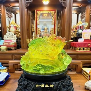 Thiềm Thừ Cóc Ba Chân Ngậm Tiền Ngũ Sắc Cao 18cm Chất Liệu Đá Trọng Lượng 600g Linh Vật Chiêu Tài May Mắn Phú Quý Bình An Sản Phẩm Việt Nam