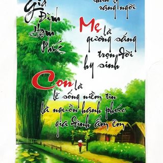 Tranh chữ thư pháp Cha Mẹ Con trang trí tại gia đình, văn phòng