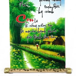 Tranh chữ thư pháp Cha Mẹ Con trang trí tại gia đình, văn phòng