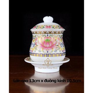 Bộ Thờ Cúng Chun Bi Nước Họa Tiết Hoa Văn Sen Hồng Bằng Sứ Cao Cấp
