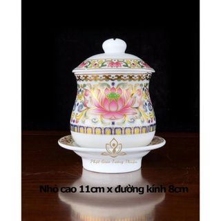 Bộ Thờ Cúng Chun Bi Nước Họa Tiết Hoa Văn Sen Hồng Bằng Sứ Cao Cấp