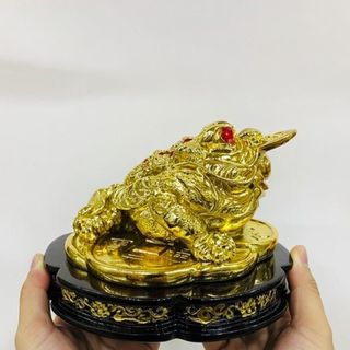 Thiềm Thừ Cóc Ba Chân Ngậm Tiền Mạ Vàng Cao 14cm Chất Liệu Đá Kích Thước 12cm Trọng Lượng 600g Linh Vật Chiêu Tài May Mắn Phú Quý Bình An Sản Phẩm Việt Nam