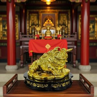 Thiềm Thừ Cóc Ba Chân Ngậm Tiền Mạ Vàng Cao 14cm Chất Liệu Đá Kích Thước 12cm Trọng Lượng 600g Linh Vật Chiêu Tài May Mắn Phú Quý Bình An Sản Phẩm Việt Nam