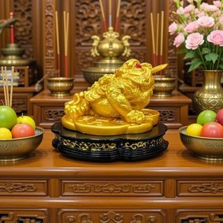 Thiềm Thừ Cóc Ba Chân Ngậm Tiền Vàng Cao 14cm Chất Liệu Đá Kích Thước 12cm Trọng Lượng 600g Linh Vật Chiêu Tài May Mắn Phú Quý Bình An Sản Phẩm Việt Nam