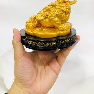 Thiềm Thừ Cóc Ba Chân Ngậm Tiền Vàng Cao 14cm Chất Liệu Đá Kích Thước 12cm Trọng Lượng 600g Linh Vật Chiêu Tài May Mắn Phú Quý Bình An Sản Phẩm Việt Nam
