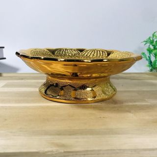 Dĩa gốm sứ mạ kim sa đựng trái cây Tâm Pháp